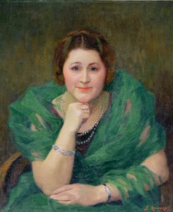 Portret van een Russische Vrouw met een Groene Sjaal